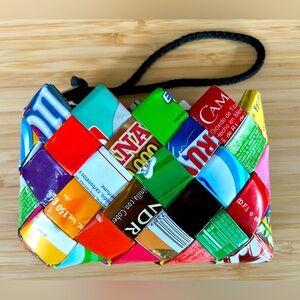 Card holder wristlet made of candy wrappers from Mexico
